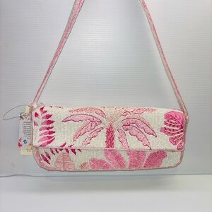 🔥VIRAL🔥TikTok “Palm Beach” Beaded Shoulder Bag- Pink Palm Trees NWT